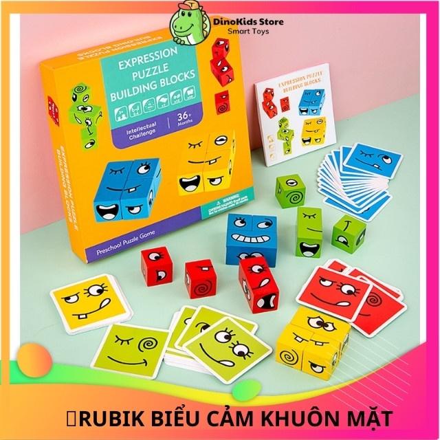 Bộ đồ chơi xếp hình cho bé Rubik biểu cảm khuôn mặt, trò chơi trẻ em tương tác thông minh tăng tư duy logicDC85