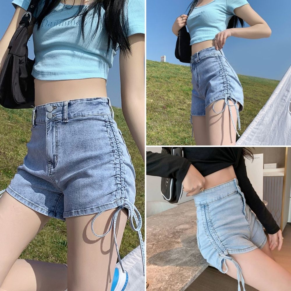 Quần da nữ, quân nữ da nữ rút dây hông màu đen cao cấp size S M L SKUQ-20A