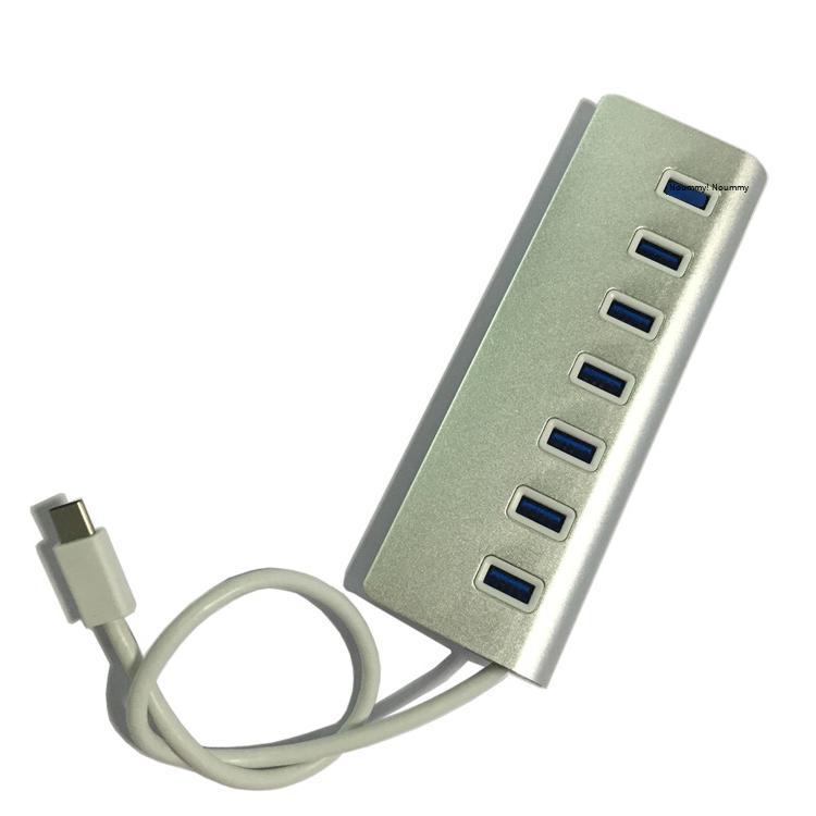 Bộ mở rộng hợp kim nhôm type-c sang usb3.0hub kiểu mới nhất một kéo bảy mặt phẳng nghiêng Bộ chia 7 cổng trung tâm đa giao diện