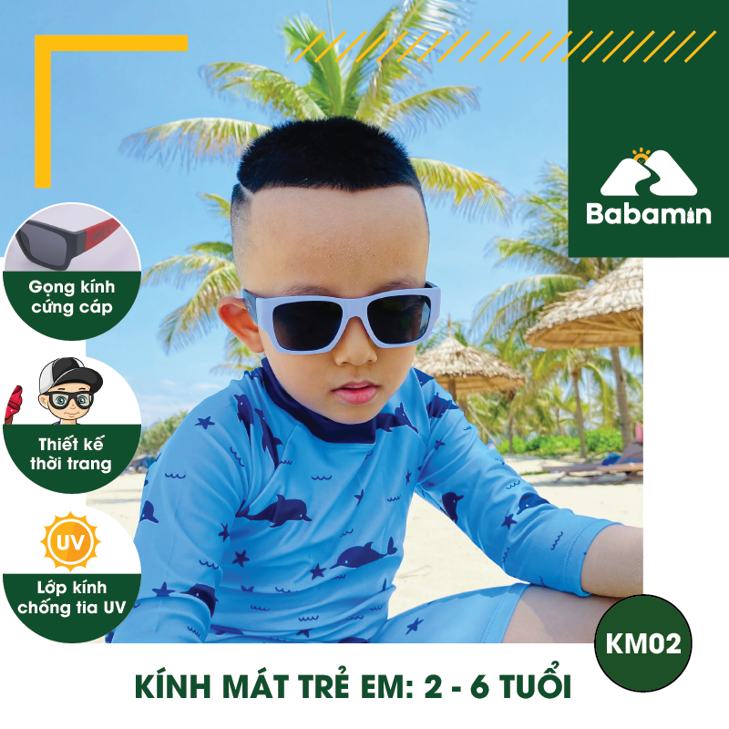 Kính Râm Trẻ Em Thời Trang, Chống Tia UV Ánh Nắng Gắt – Babamin – KM02