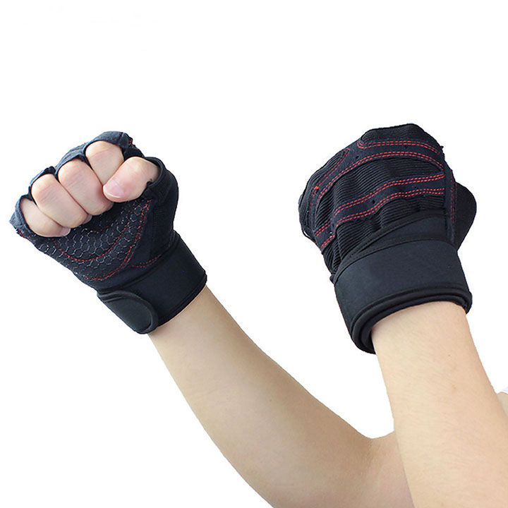Găng Tay Tập Gym Có Đai Quấn Cổ Tay Cao Cấp
