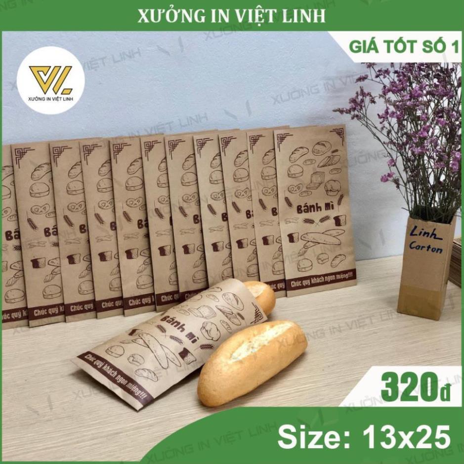 320đ/Túi Combo 200 Túi Bánh Mì 13x26cm Giấy Kraff Siêu Đẹp + Đạt Tiêu Chuẩn An Toàn Thực Phẩm