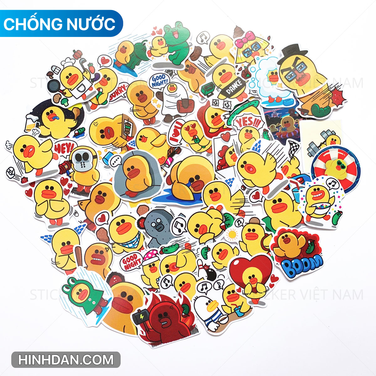 Sticker in hình Vịt Vàng SALLY - Dán Trang Trí - Chất Liệu PVC Cán Màng Chất Lượng Cao Chống Nước, Chống Nắng, Không Bong Tróc Phai Màu