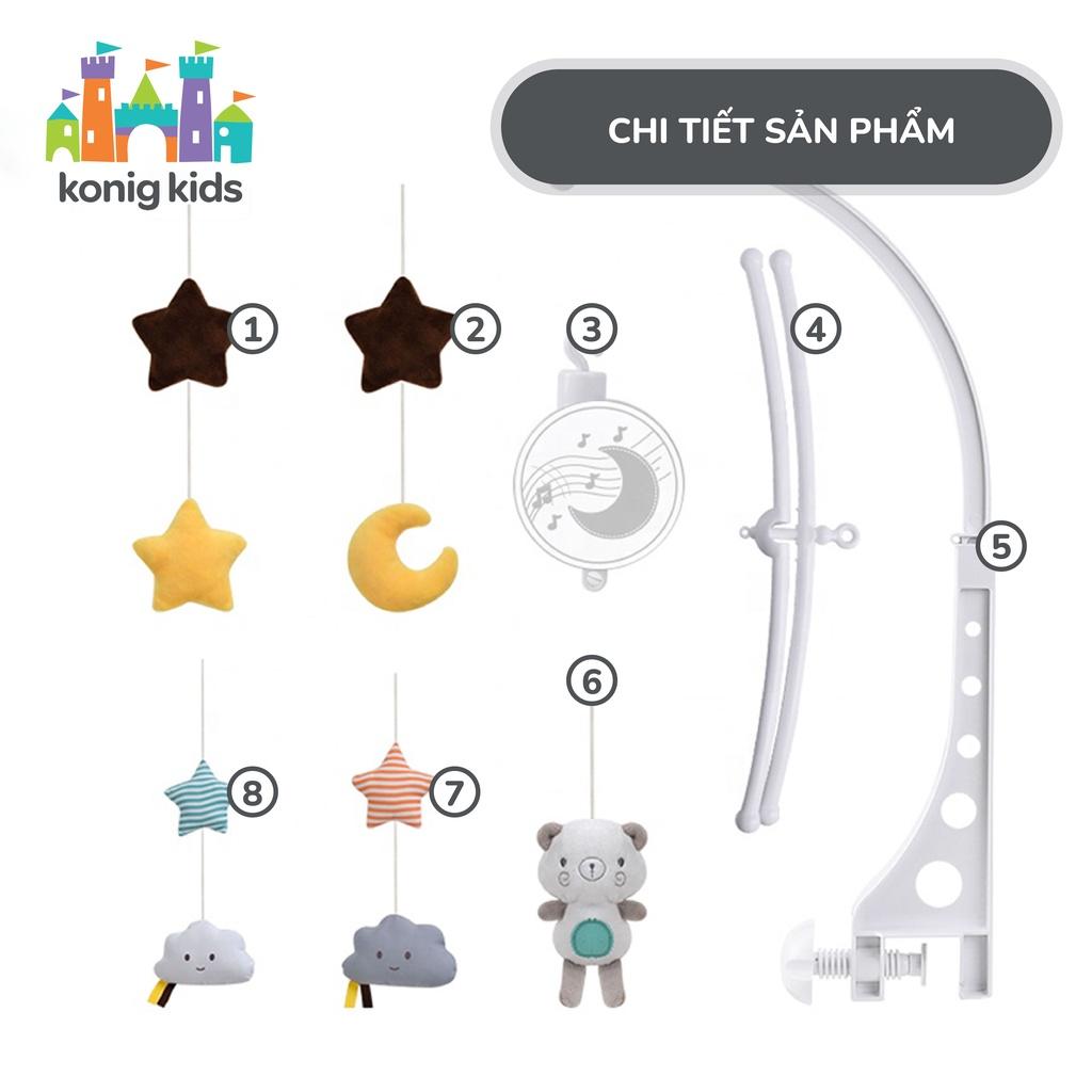 Đồ chơi treo nôi cũi phát nhạc, xoay 360 độ Konig Kids 1021-KK-63605A, nhạc trắng ru ngủ