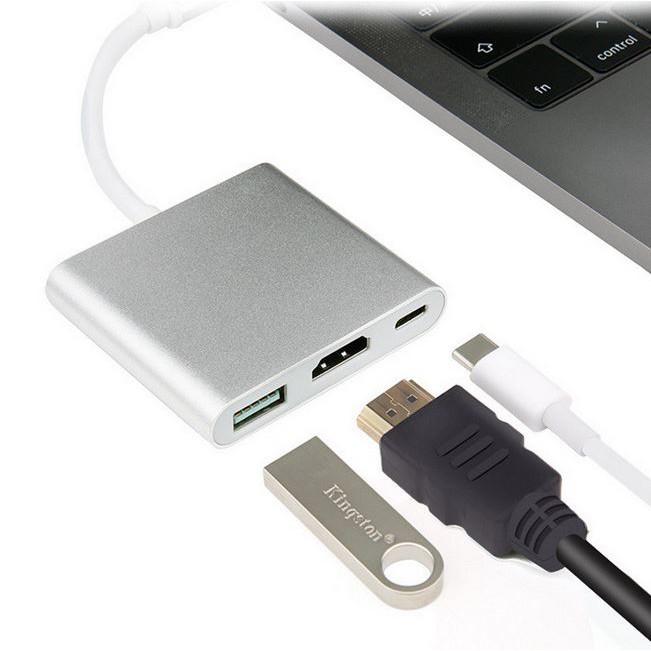 Cáp chuyển đổi từ Type C sang HDMI + USB 3.0 cho macbook điện thoại cáp typec sang HDMI dây chuyển đổi từ typec sang hdm