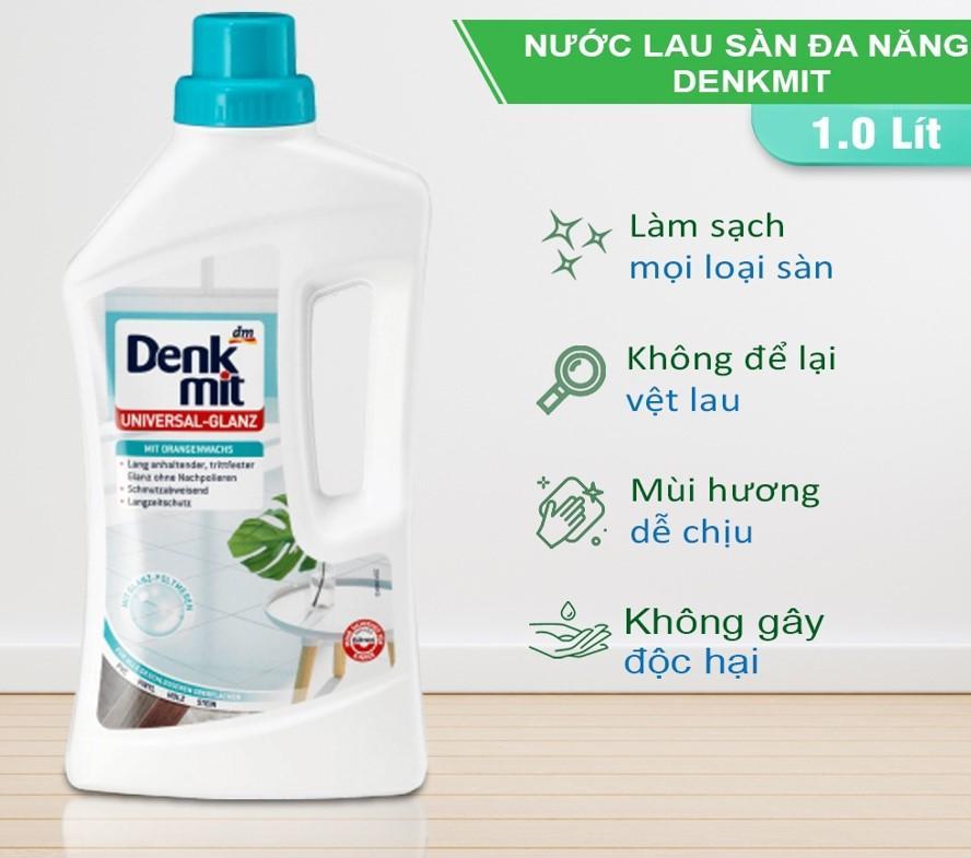 Nước Lau Sàn Gỗ Denkmit Parkettpflege, Dung Dịch Lau Nhà, Diệt 99% Vi Khuẩn, Dung Tích 1L, Nhập Đức