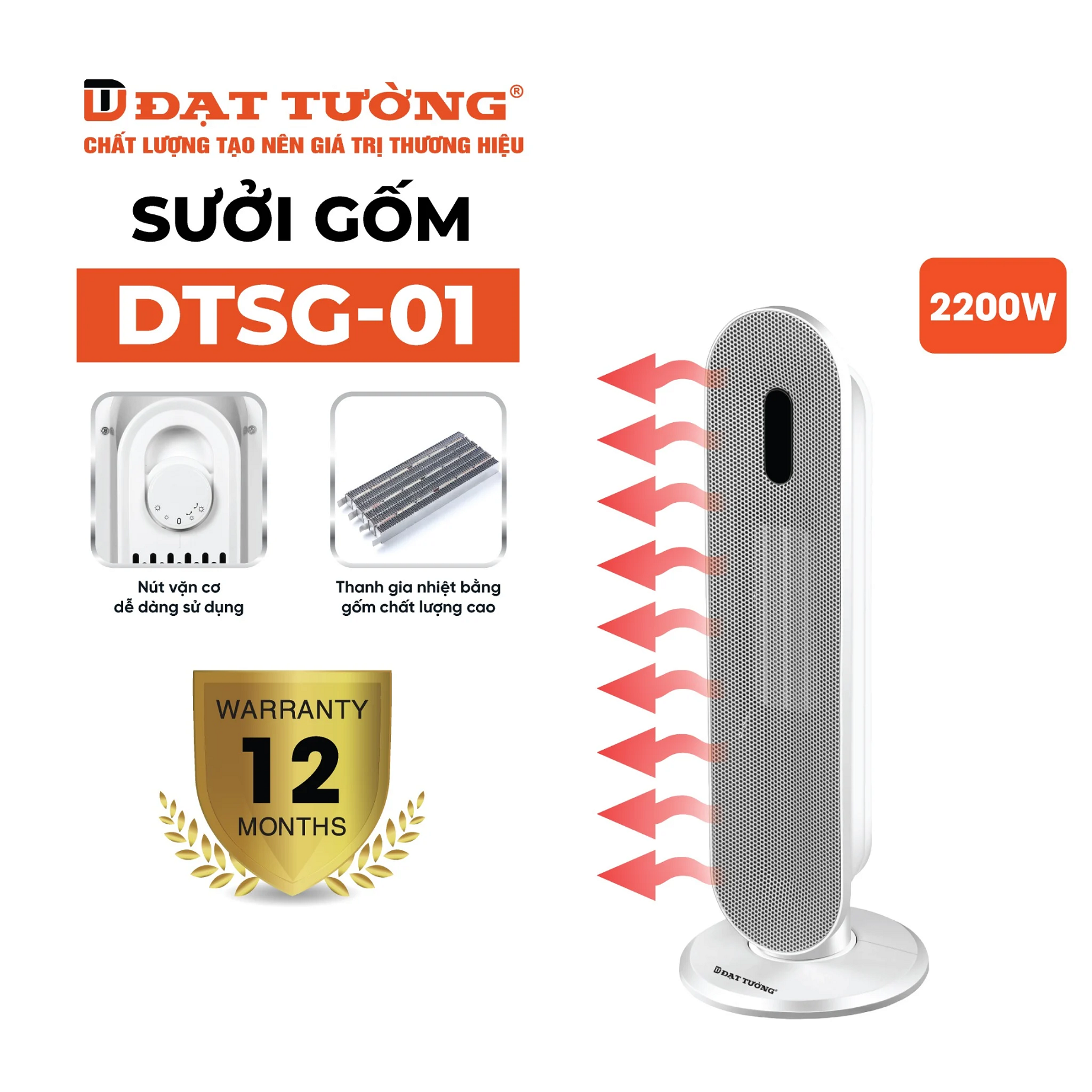 Máy Sưởi Gốm Đạt Tường DTSG-01 - Hàng Chính Hãng