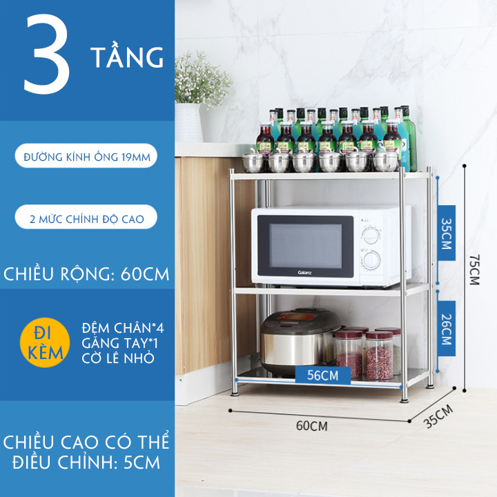 Kệ để đồ nhà bếp inox 304 cao cấp 3 tầng 5 tầng
