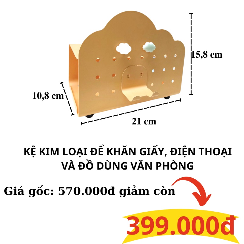 Kệ kim loại để khăn giấy, điện thoại và đồ dùng văn phòng