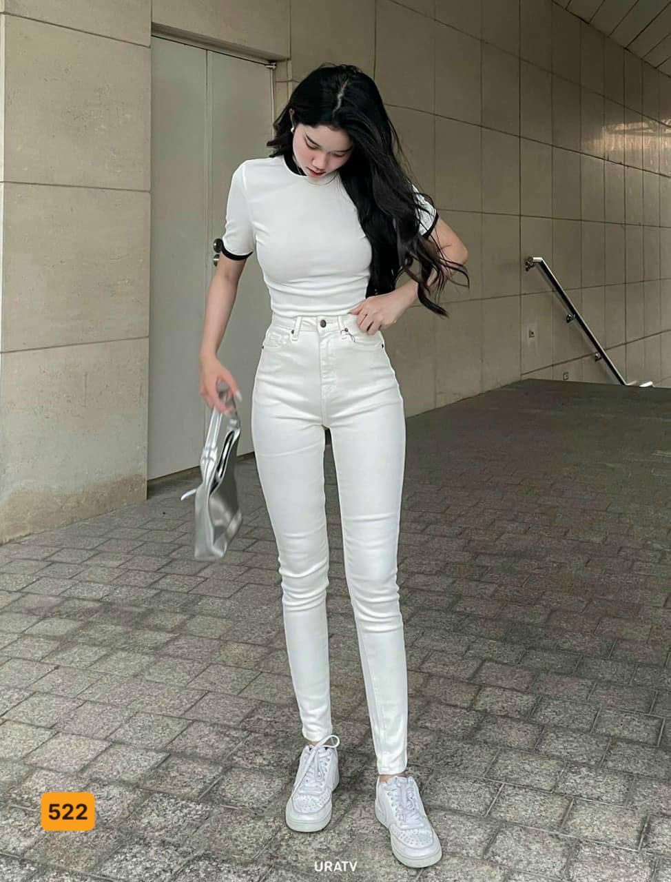 Quần Jeans Nữ Lưng Cao Chất Jean Co Giãn, Quần Bò Nữ Ống Suông Thời Trang MuradFashion MS522