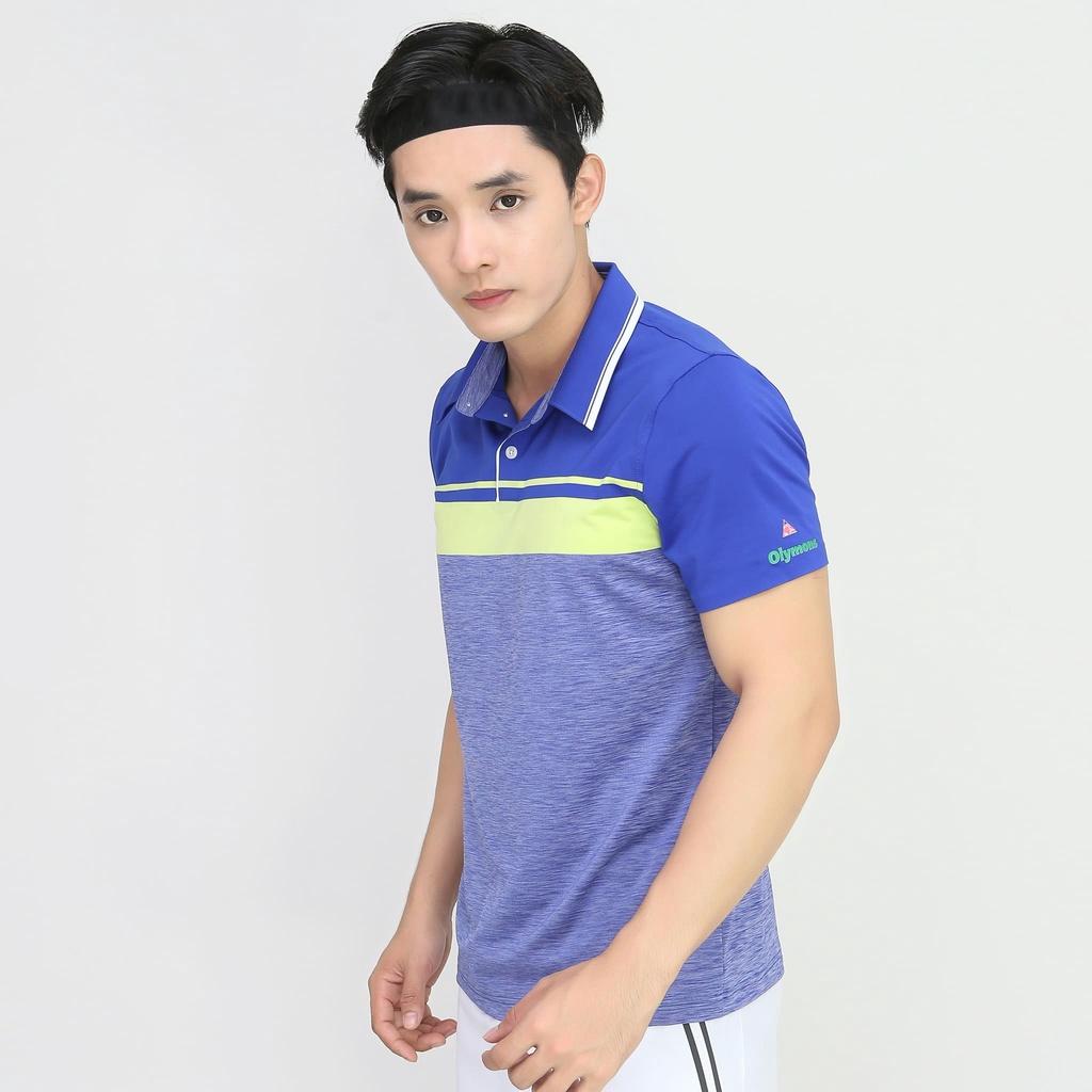 Áo polo nam thể thao cổ sọc trắng - xanh Royal