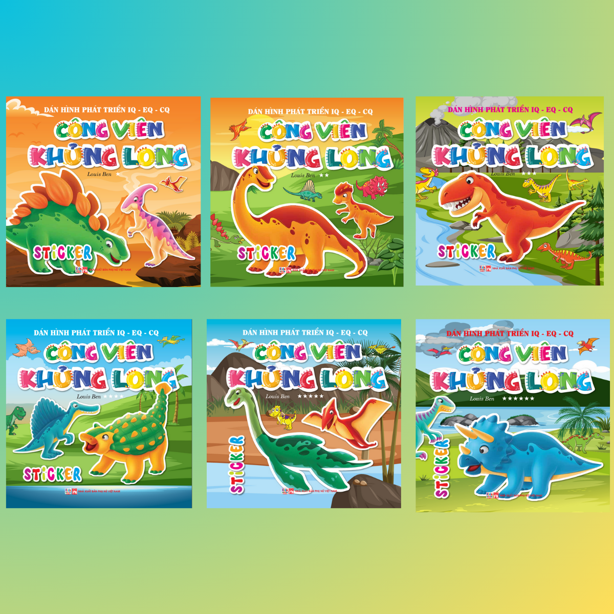 Sách - Combo 6 Cuốn Dán Hình Sticker - Công Viên Khủng Long (VT)