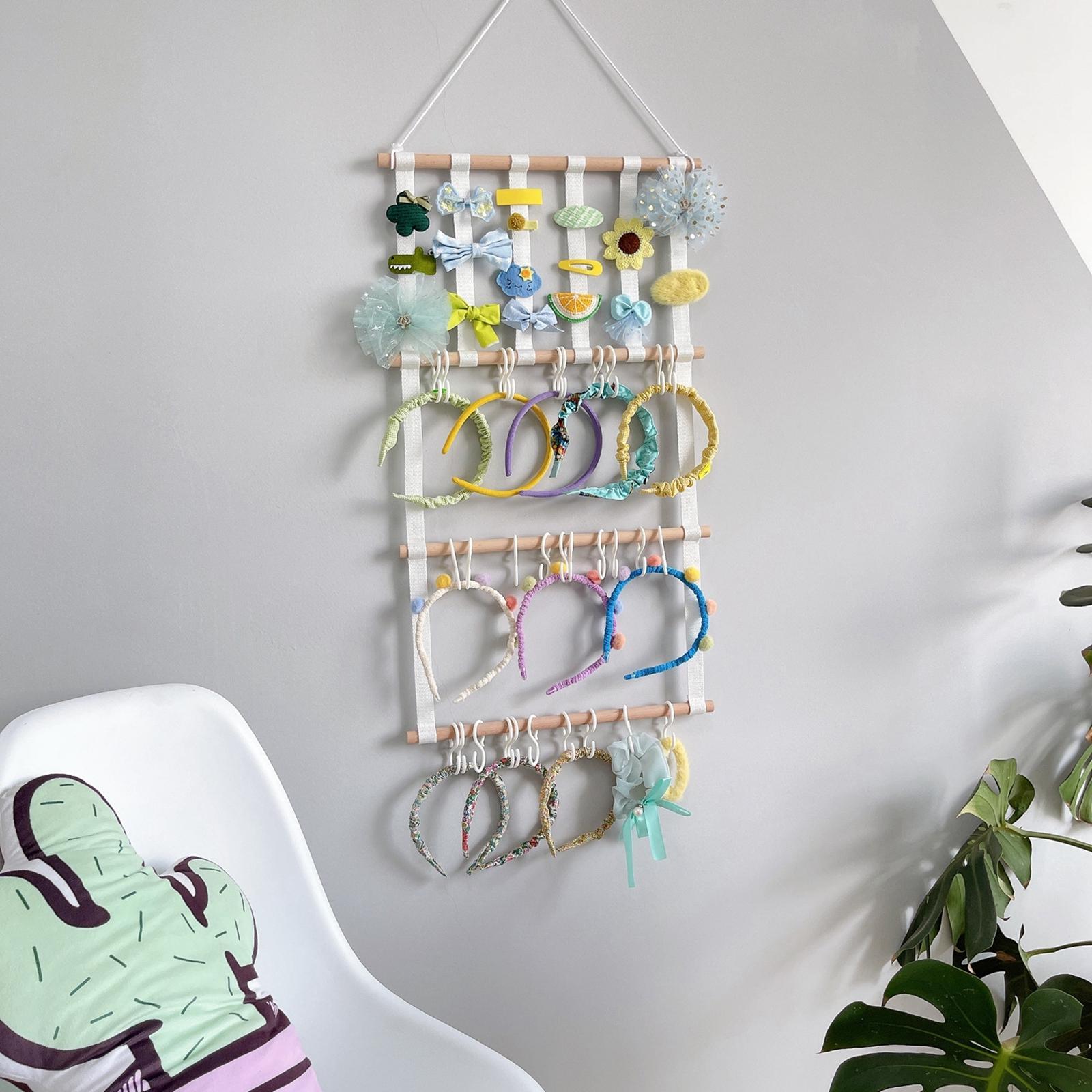 Children Hair Bow Holder Storage Display Hair Clip Pendant Decoration Toy Barrettes Wall Mount Hairbands Organizer Hanger Rack for Kids Room
