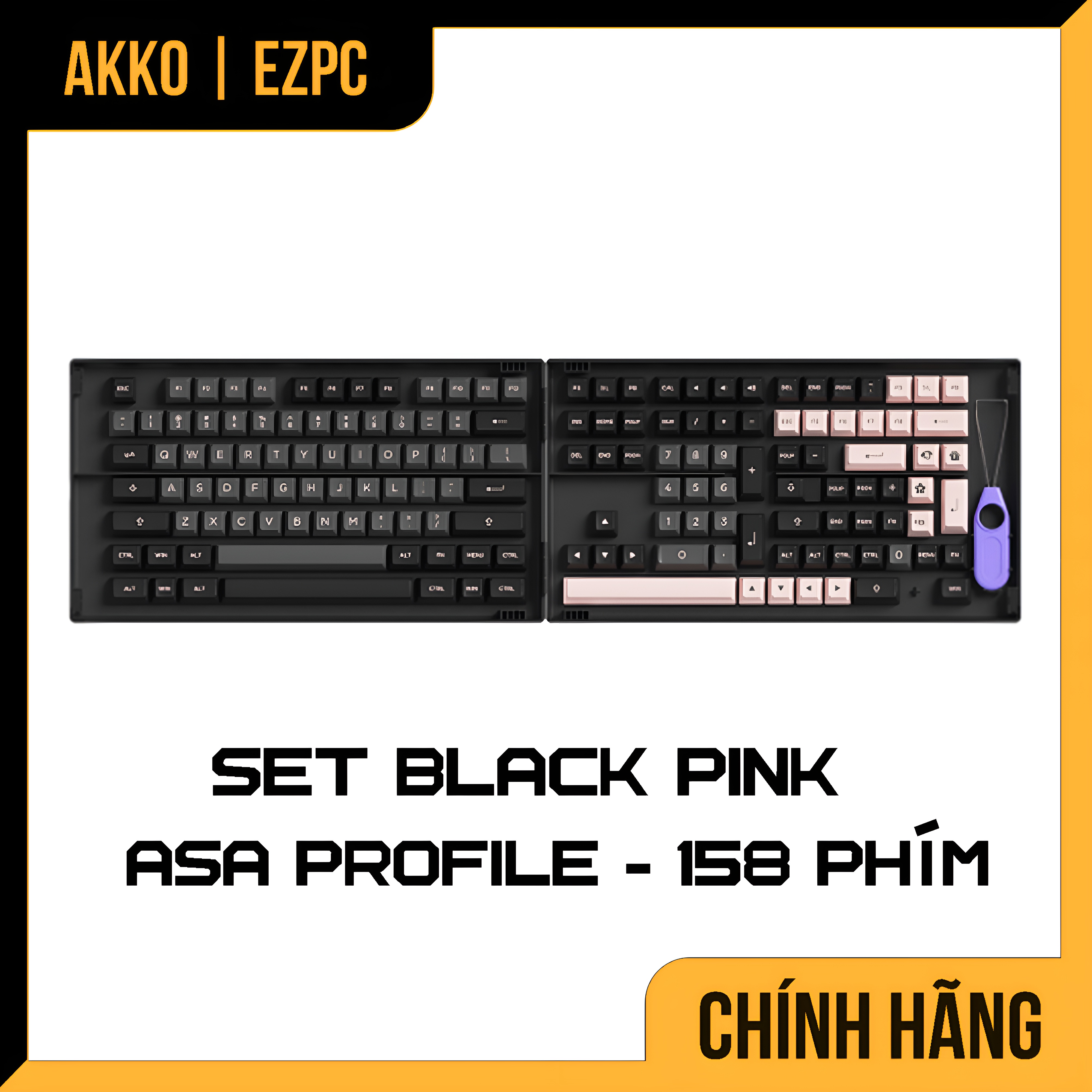 Keycap Cho Bàn Phím Cơ AKKO Hàng Chính Hãng Black Pink ASA Profile | EZPC