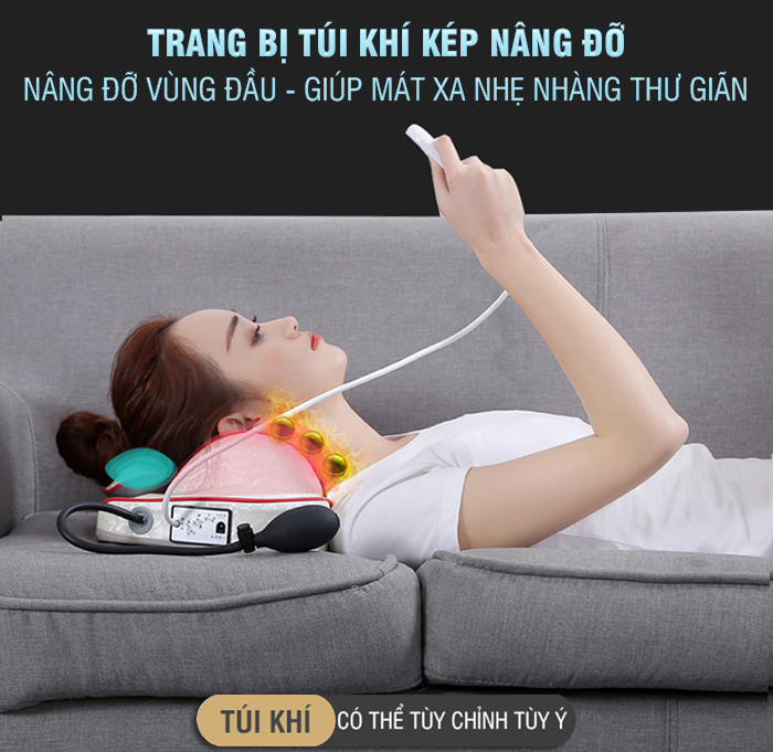 Máy massage cổ vai gáy YIJIA YJ-303 - Hỗ trợ trị đau nhức mỏi cổ với công nghệ mát xa xoay dây ấn, nhiệt hồng hồng ngoại và túi khí nâng cổ