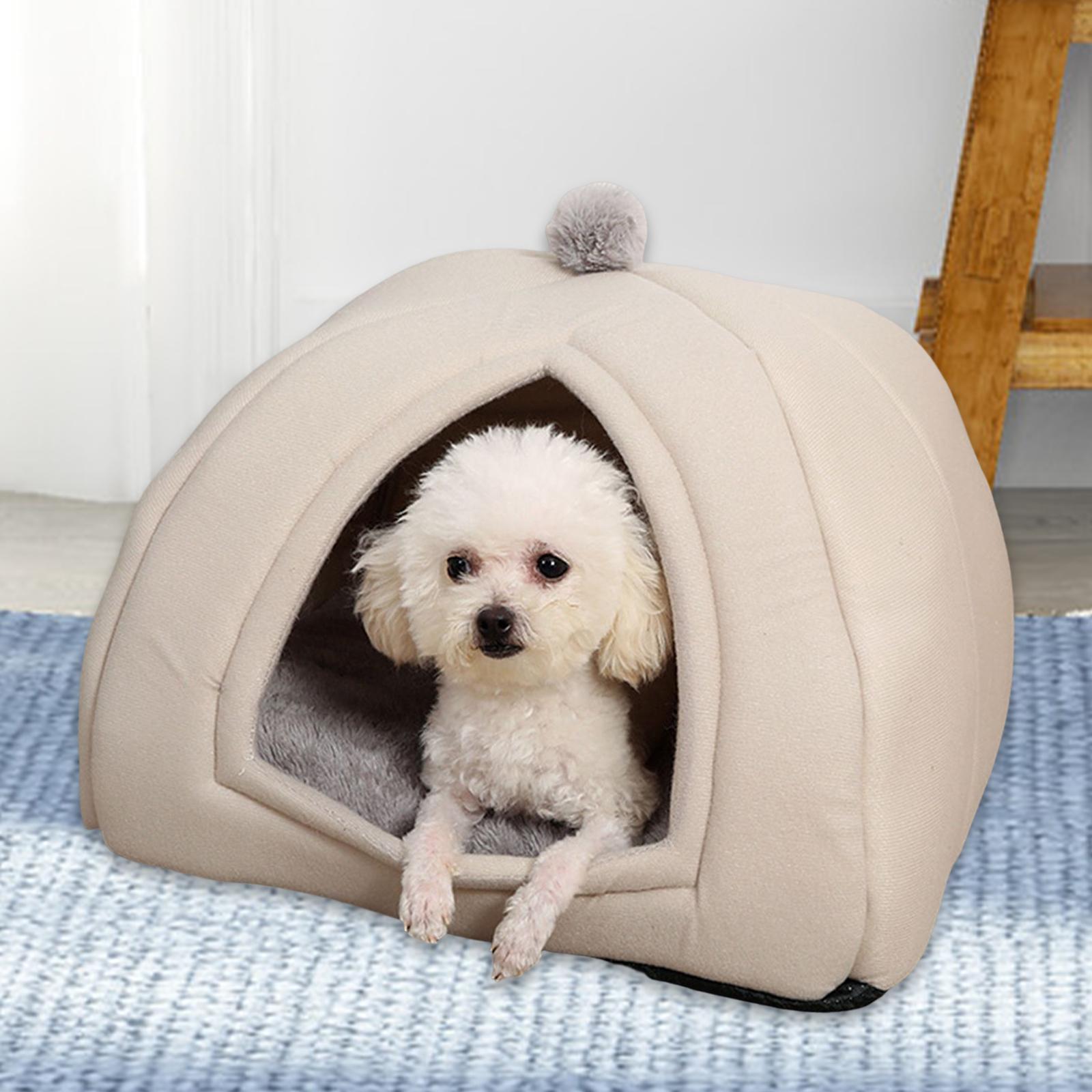 2Pcs Cat Warm House Dog Tent Sleeping Hut Calming Cave Pet Bed