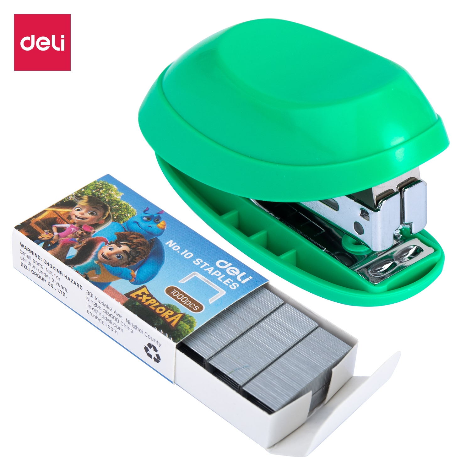 Dập ghim Deli - Xanh lá/Vàng/Hồng - 15 tờ - 1 chiếc - E0220