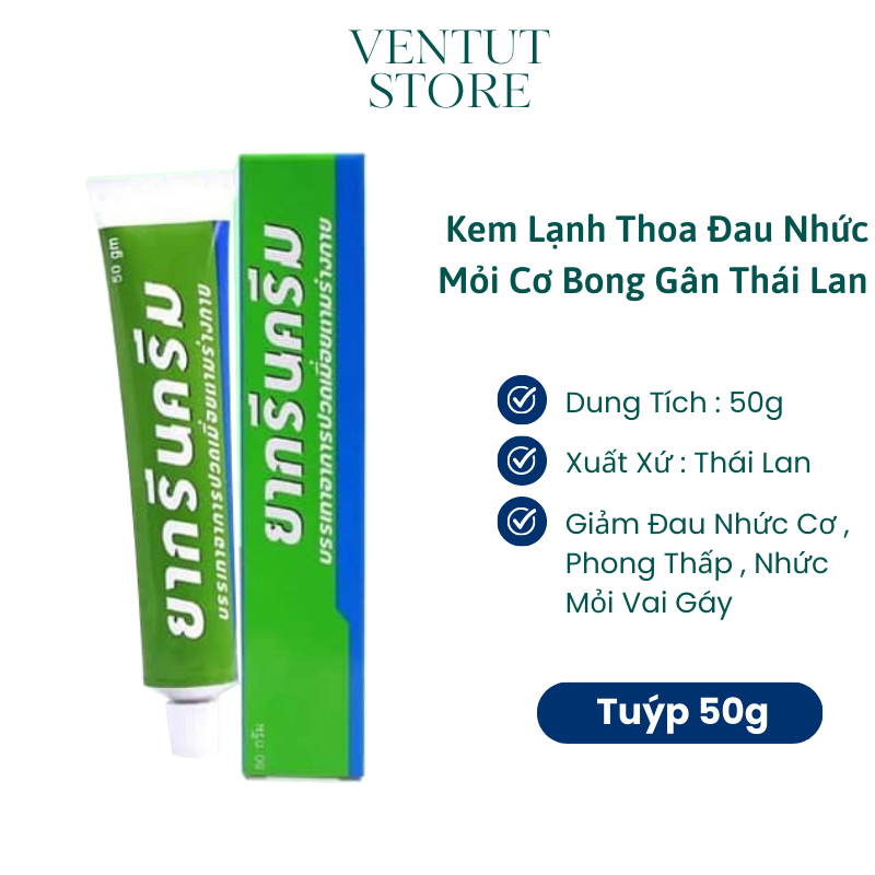 Kem Lạnh Thoa Đau Nhức Xương Khớp Bóng Gân Green Cream 50g Thái Lan