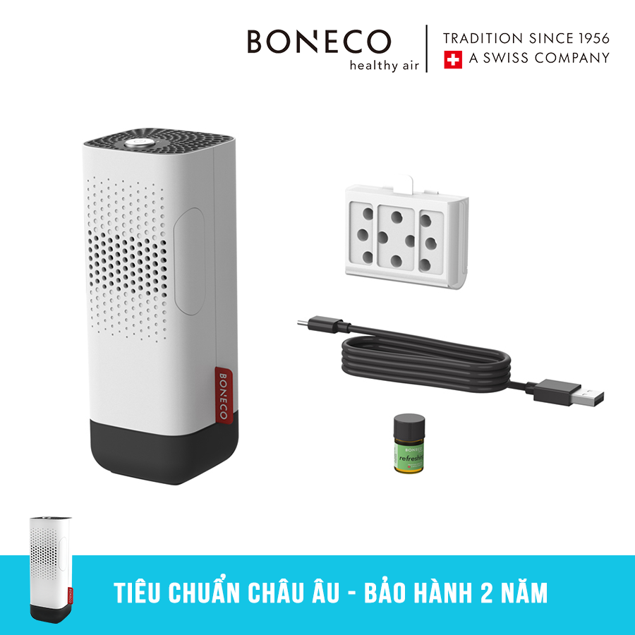 Máy Lọc Không Khí Ô Tô Thụy Sỹ Boneco P50 Khuếch Tán Tinh Dầu Thơm, Tạo Ion Âm Lọc Bụi, Khử Mùi Oto Cũ Mới, Dùng Cho Xe Hơi/Xe Đẩy Em Bé/Bàn Làm Việc - Hàng Chính Hãng