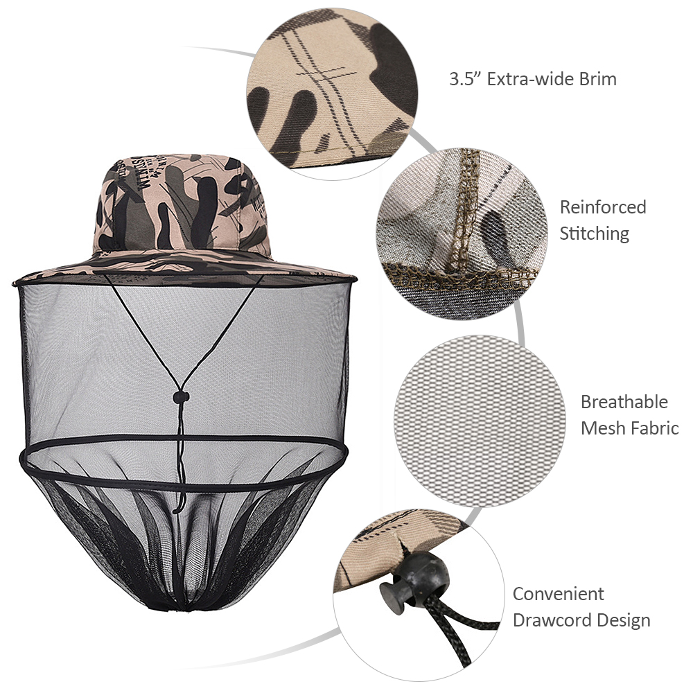 Mũ rộng vành chống nắng có thể gập lại Lưới lưới mịn giúp thoáng khí và tầm nhìn tốt cải thiện khả năng bảo vệ khỏi côn trùng