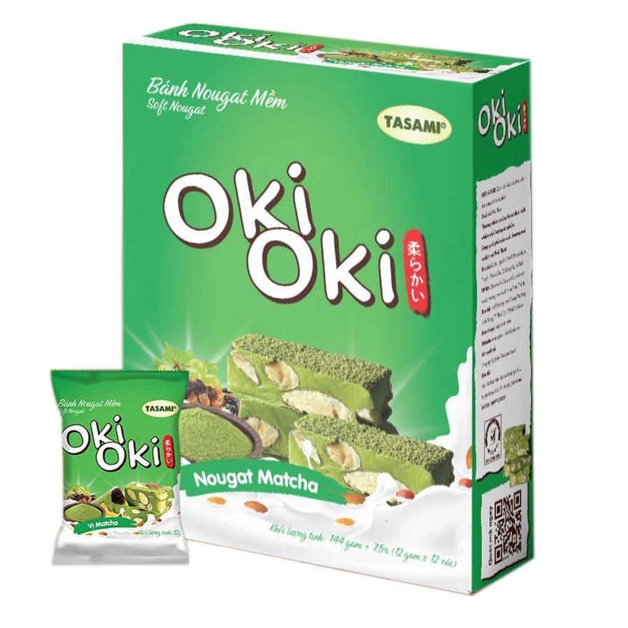 Bánh Nougat - Kẹo Hạnh Phúc Oki Oki Vị Trà Xanh Matcha, Ngọt Nhẹ Tự Nhiên Mềm Dẻo Thơm Ngon (114g/Hộp)