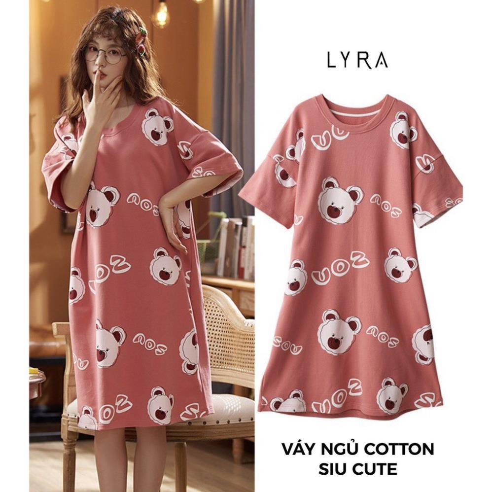 Váy ngủ nữ LYRA đầm suông dài form rộng in họa tiết hoạt hình dễ thương