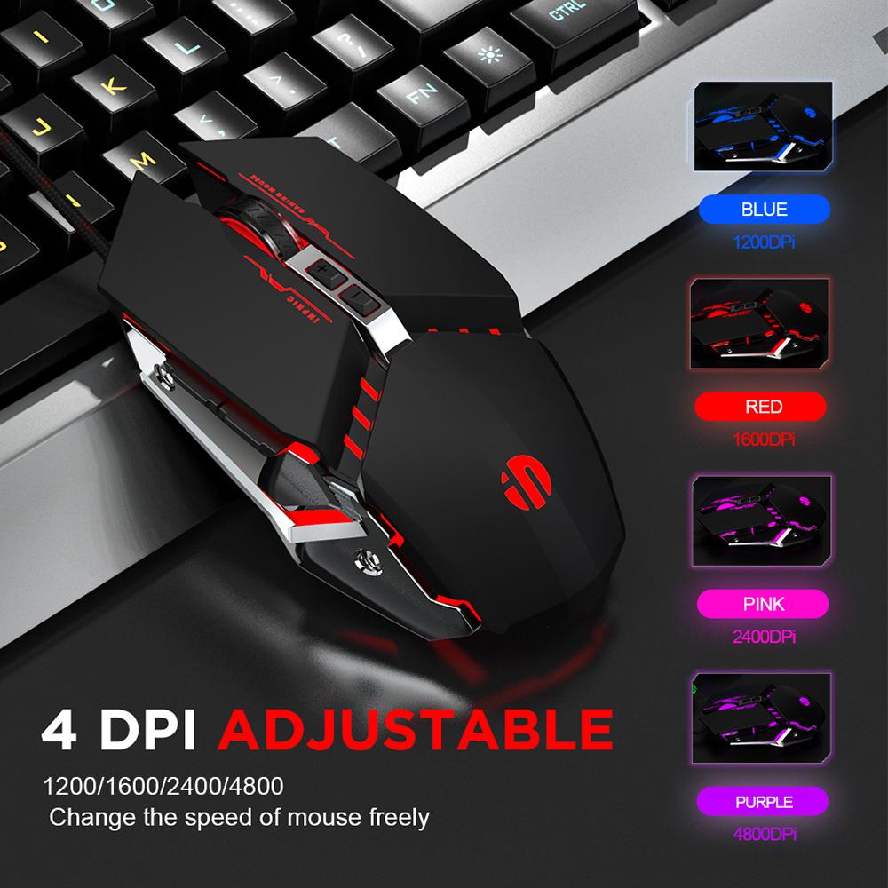 Chuột Game Hình Chuột Máy Tính Game Thủ Im Lặng Mause Với Đèn Nền RGB Công Thái Chuột Chơi Game Đèn LED 4800 DPI Chuột Cho Máy Tính laptop LOL