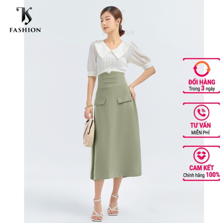 Chân Váy dáng dài chữ A phối nắp túi TK FASHION CVK462