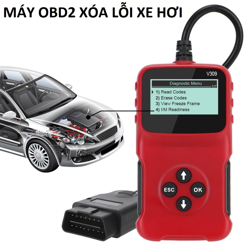 Máy quét đọc xóa lỗi xe hơi OBD2 cắm sử dụng trực tiếp màn hình led không cần cài đặt loại tốt