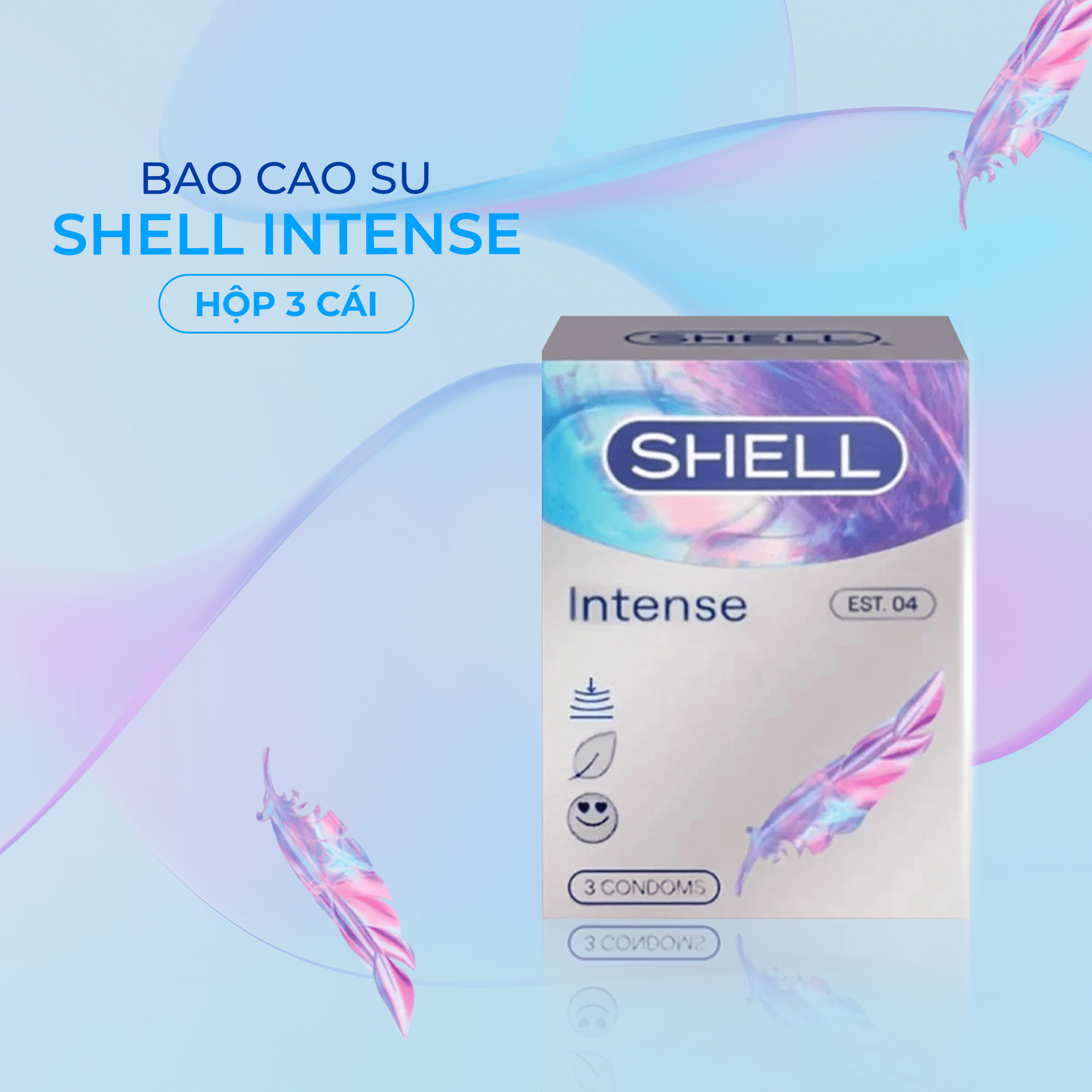 Bao cao su Shell Intense - Siêu mỏng 0.04mm kèm 1 chiếc BCS Gun Super Thin