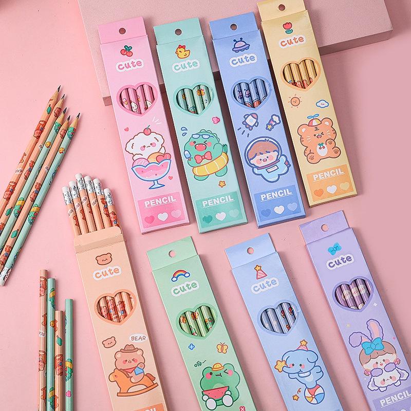 Hộp 6 chiếc bút chì kèm tẩy gấu xinh cute - nguồn hàng giá sỉ