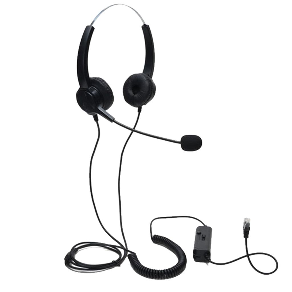 Handsfree Call Center Noise Canceling Binaural Headset RJ9 with Microphone