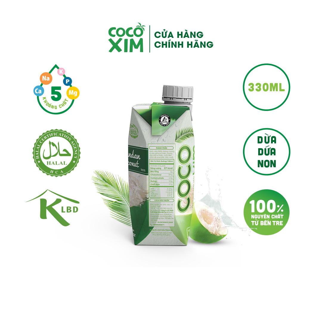 Nước dừa đóng hộp Cocoxim dừa dứa non dung tích 330ml/Hộp