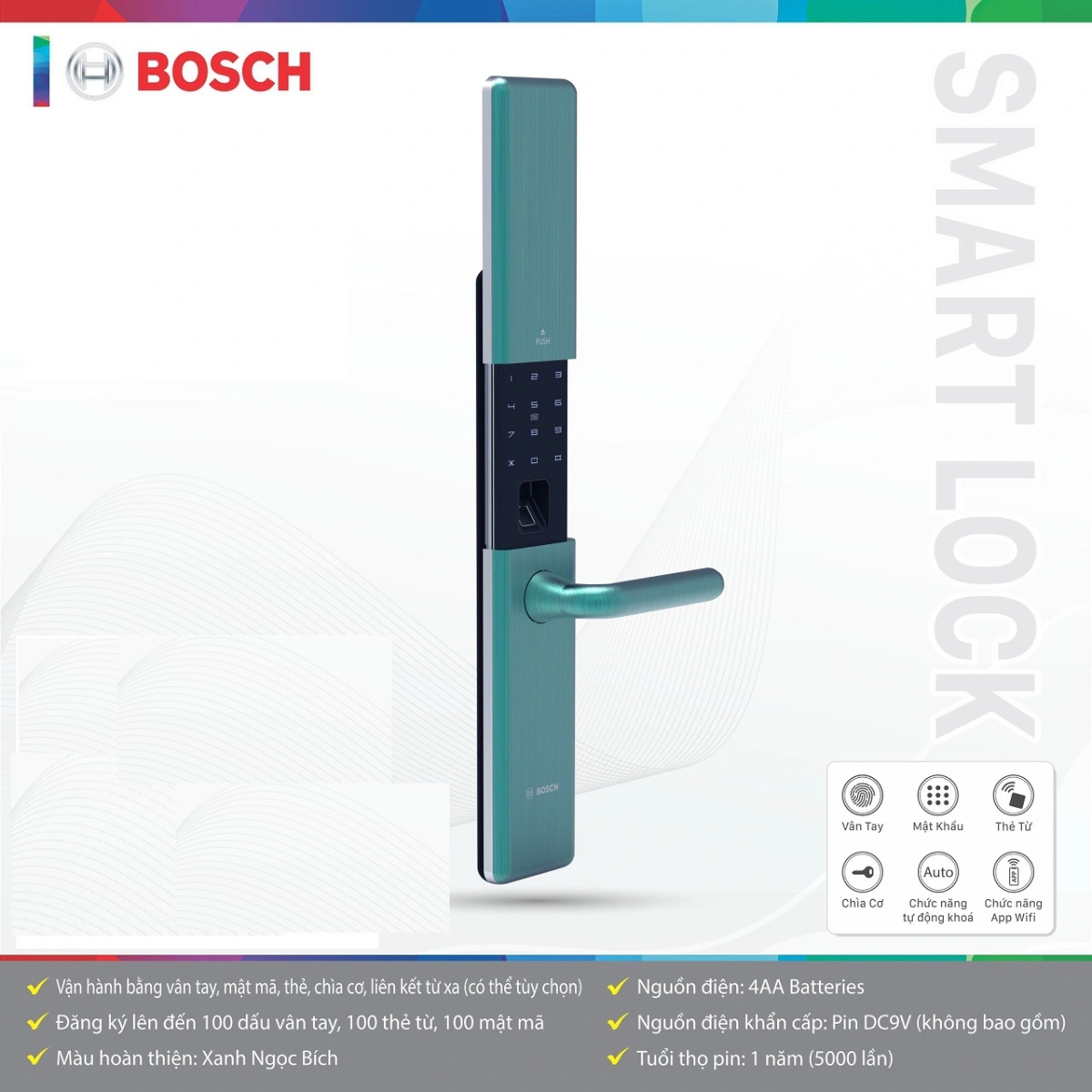 Khóa Cửa Vân Tay Điện Tử Bosch ID 80 EU - Chính Hãng