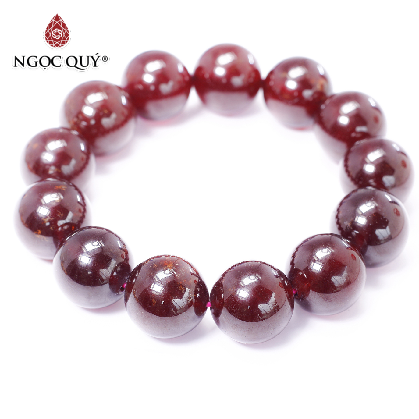 Vòng tay trơn đá Garnet size hạt 18mm mệnh hỏa, thổ - Ngọc Quý Gemstones