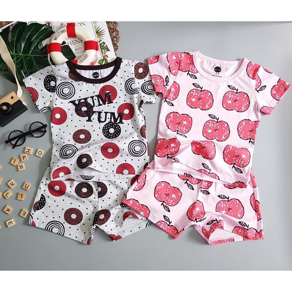 SÉT BỘ THUN BÉ GÁI IN HÌNH TÁO &amp; BÁNH