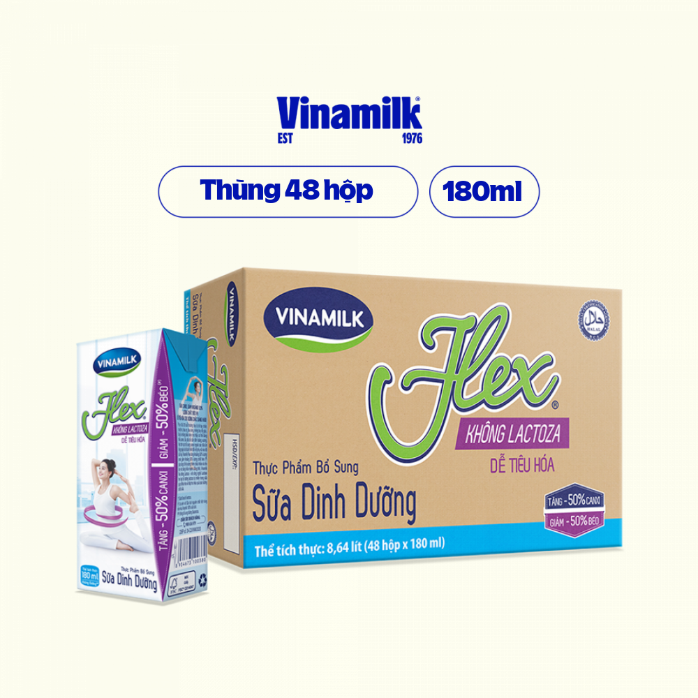 Thùng 48 Hộp Sữa Tiệt Trùng Vinamilk Flex Không Lactose