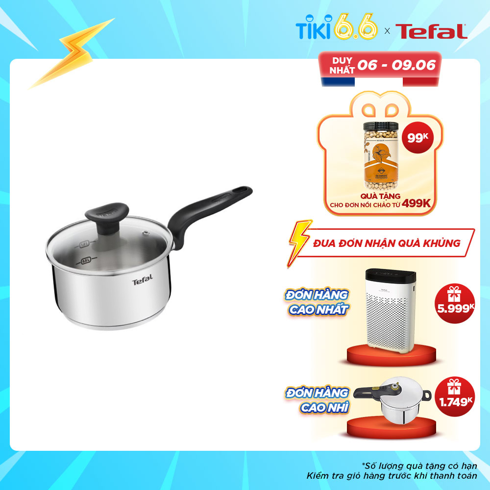 Nồi inox cán dài Tefal Primary 18cm, 2.1L, dùng cho mọi loại bếp- Hàng chính hãng