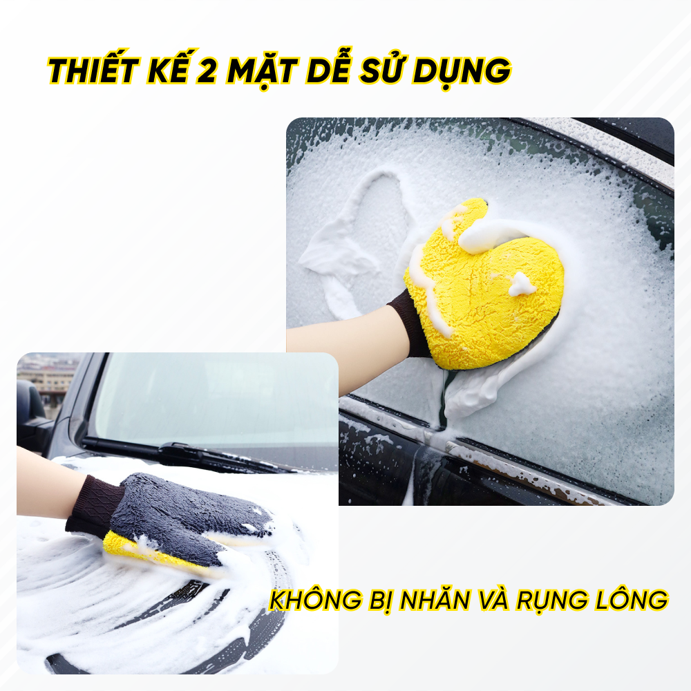 Găng tay rửa xe ô tô chuyên dụng lông cừu Bao Tay Rửa Xe Siêu Mềm Bảo Vệ Sơn