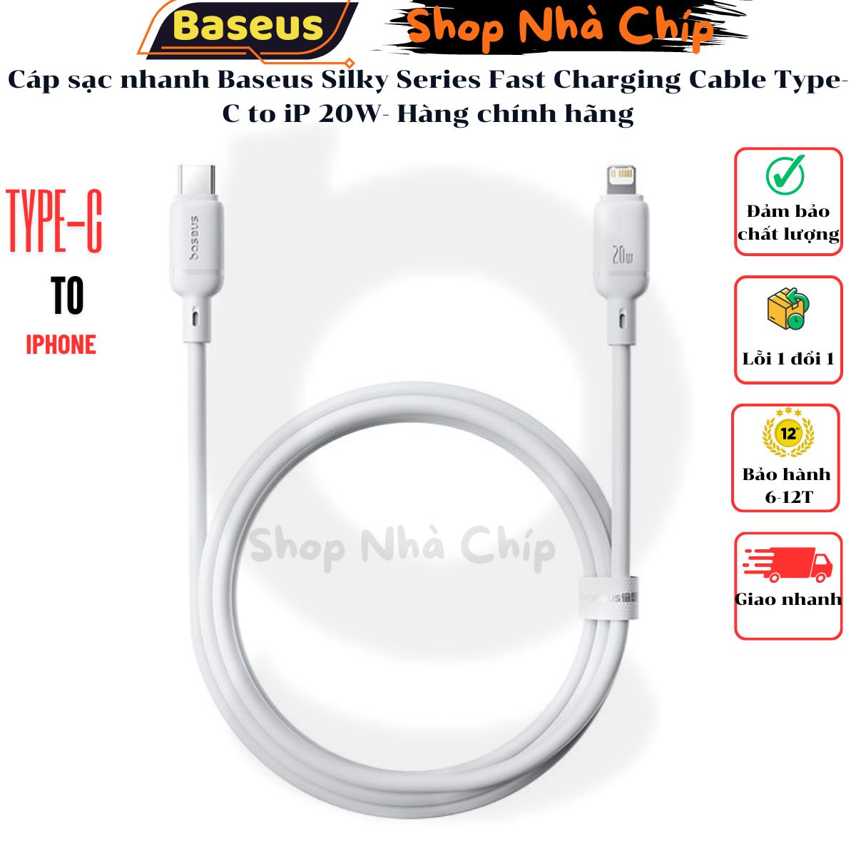 Cáp sạc nhanh Baseus Silky Series Fast Charging Cable Type-C to iP 20W- Hàng chính hãng