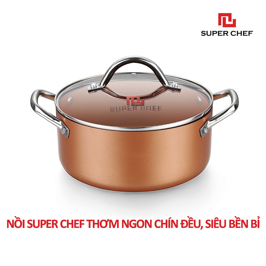 Combo Nồi Chảo Tròn Chống Dính Super Chef Đáy Từ Cao Cấp, An Toàn, Bền Bỉ Size NC26