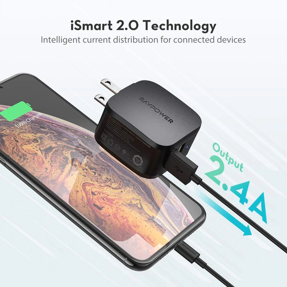 Củ Sạc Điện Thoại 17W 2 Cổng USB iSmart 2.0 RAVPower RP-PC121 - Hàng Chính Hãng