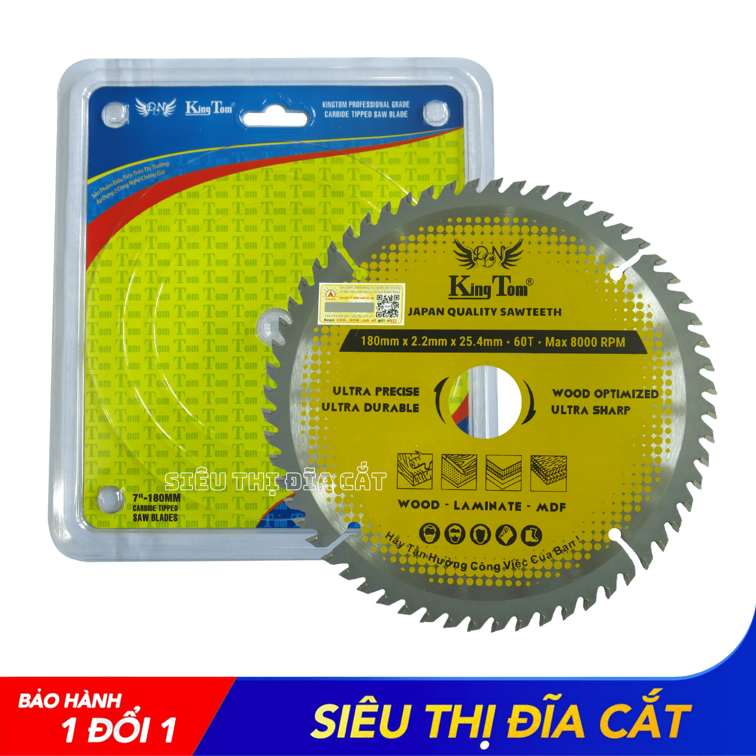 LƯỠI CƯA - LƯỠI CẮT GỖ 180-60 RĂNG KINGTOM VÀNG – CHẤT LƯỢNG VÔ ĐỊCH PHÂN KHÚC GIÁ RẺ!