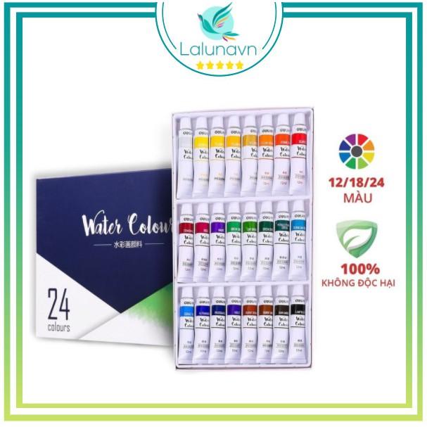 Màu nước dạng tuýp 12ml 12/18/24/36 màu Watercolor cao cấp cho học sinh