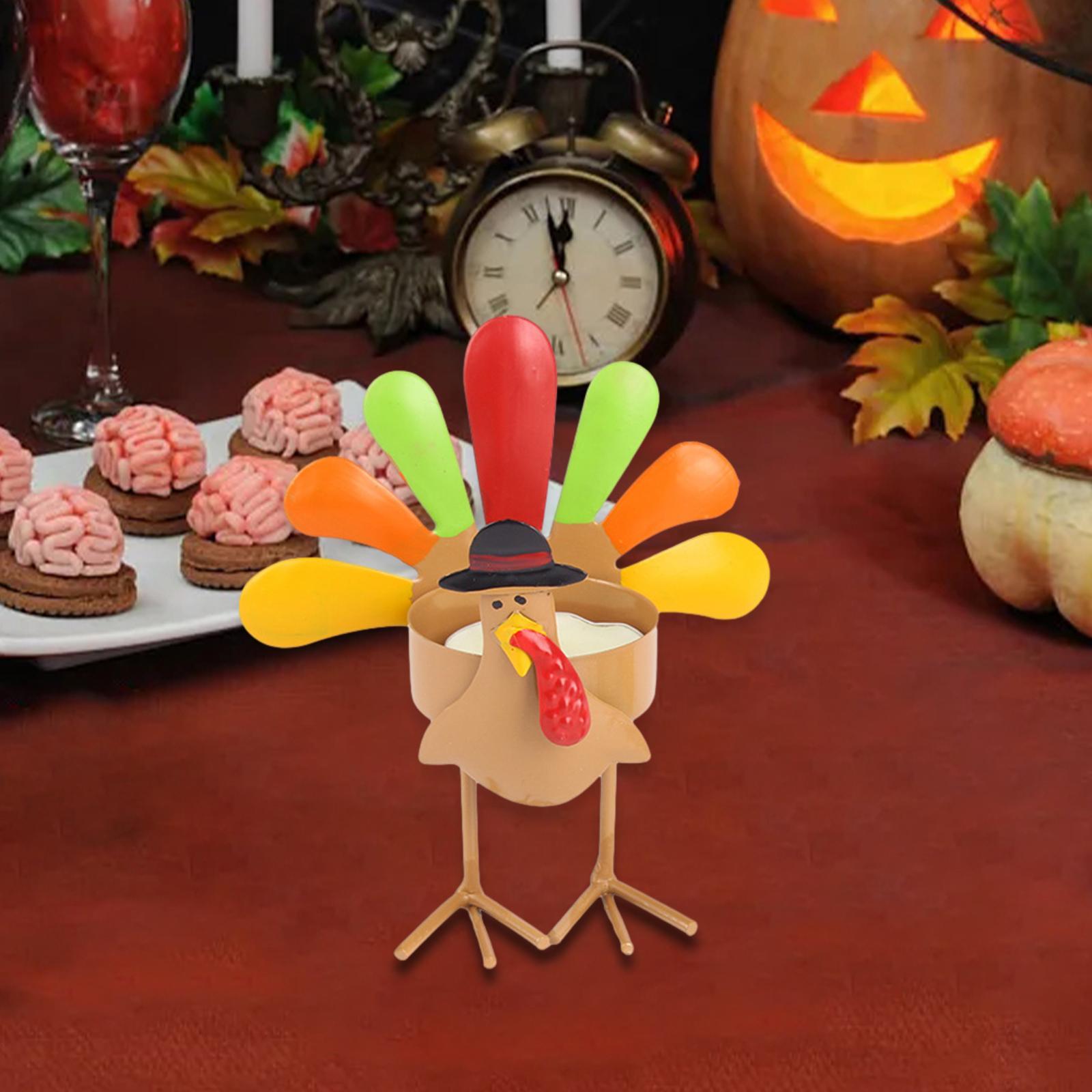 Metal Turkey Tealight Candle Holder Candleholder Table Decoration Versatile Accessory Rustic Decorative Ornament for Mantel, Window, Shelves