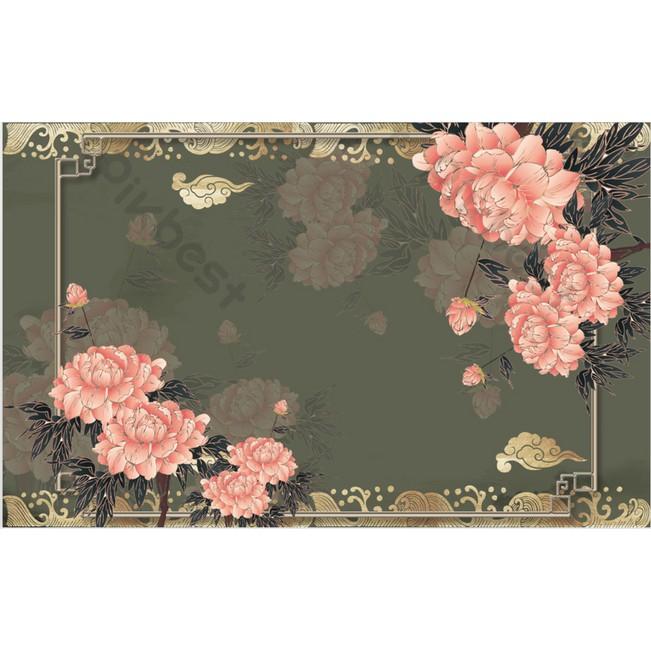 Tranh dán tường Hoa mẫu đơn cổ điển phong cách Châu Âu, tranh dán tường 3d hiện đại MS1278175