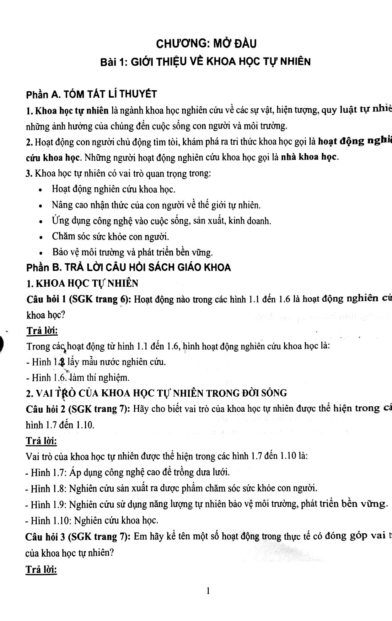 Hướng Dẫn Giải Bài Tập Khoa Học Tự Nhiên 6 (Theo Bộ Sách Chân Trời Sáng Tạo)