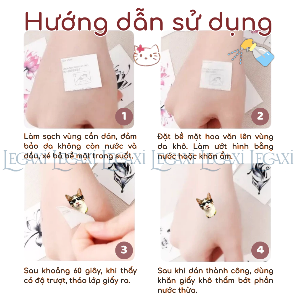 Set 10 Tờ Hình Xăn Dán Mèo Ngộ Nghĩnh Tattoo Sticker Mèo Meme Vô Tri Dễ Thương Hài Hước Cute Cho Bé