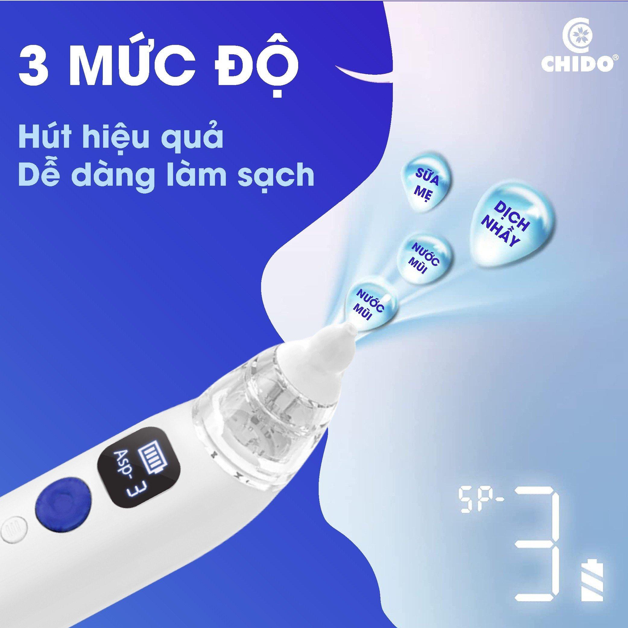 Máy Hút Mũi CHIDO 3 Cấp Độ, Hút Tự Động, Phát Nhạc, Công Nghệ Nhật Bản