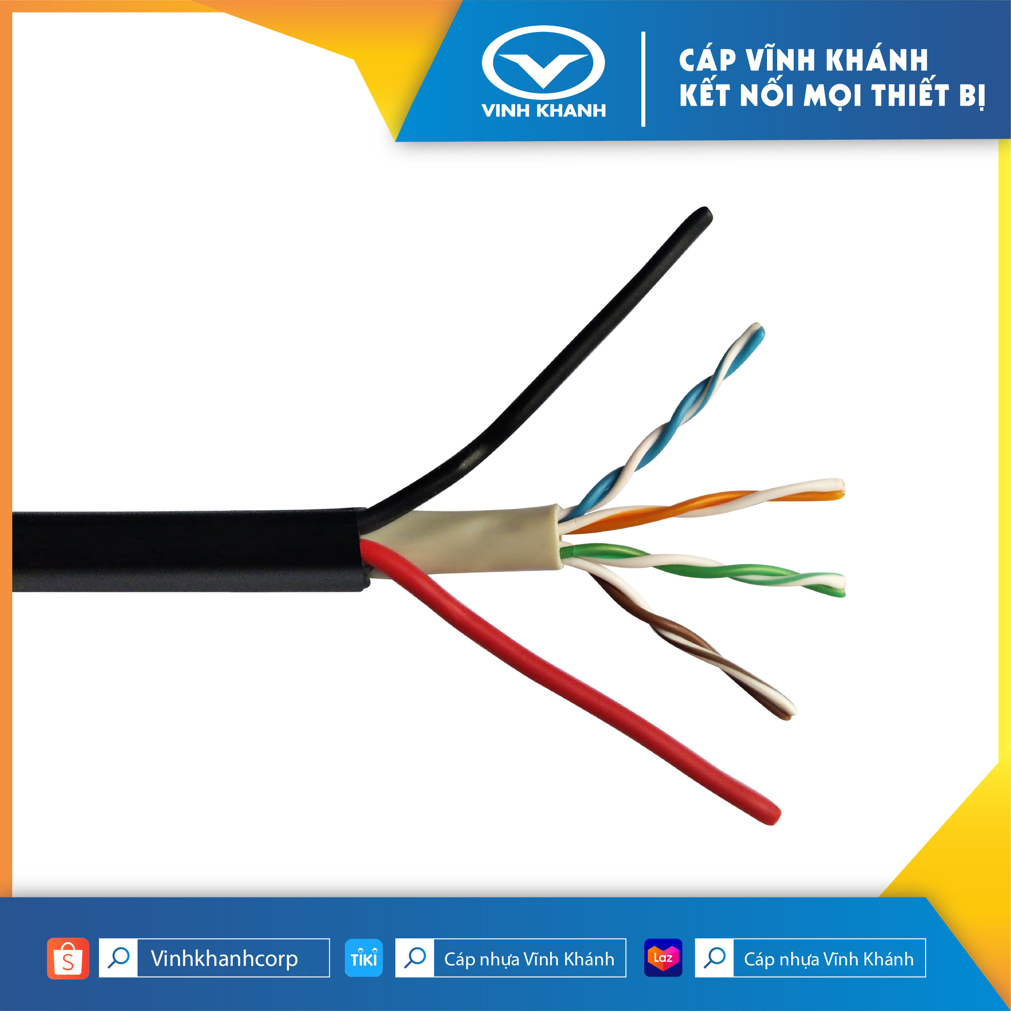 Cáp mạng CAT5 liên nguồn PE- cuộn 305M. VCOM. Hàng chính hãng